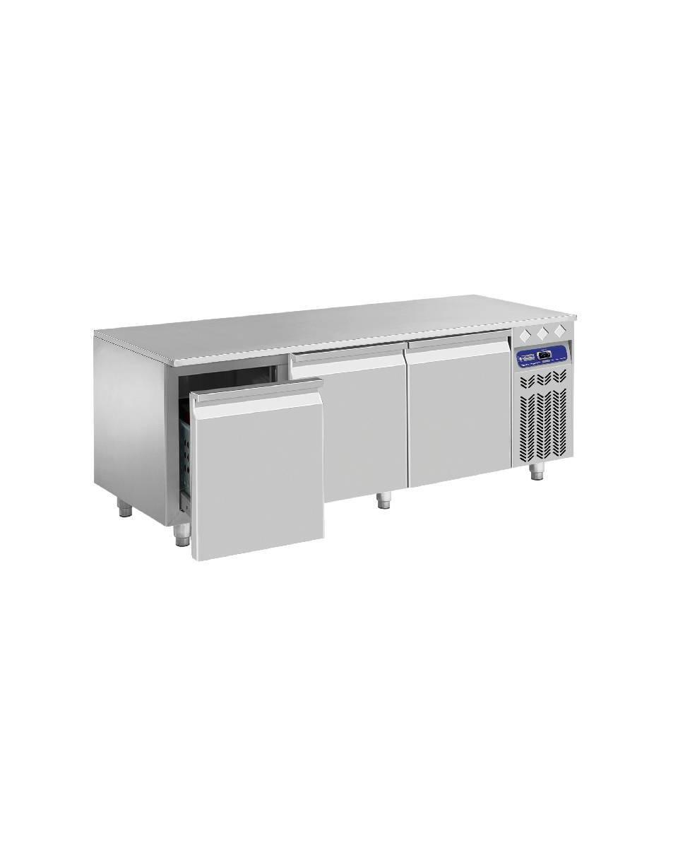 Kühltisch Unterbau - 3 Schubladen - H 65 x 160 x 70 cm - Motor rechts - Diamond - N77/R316G-R2