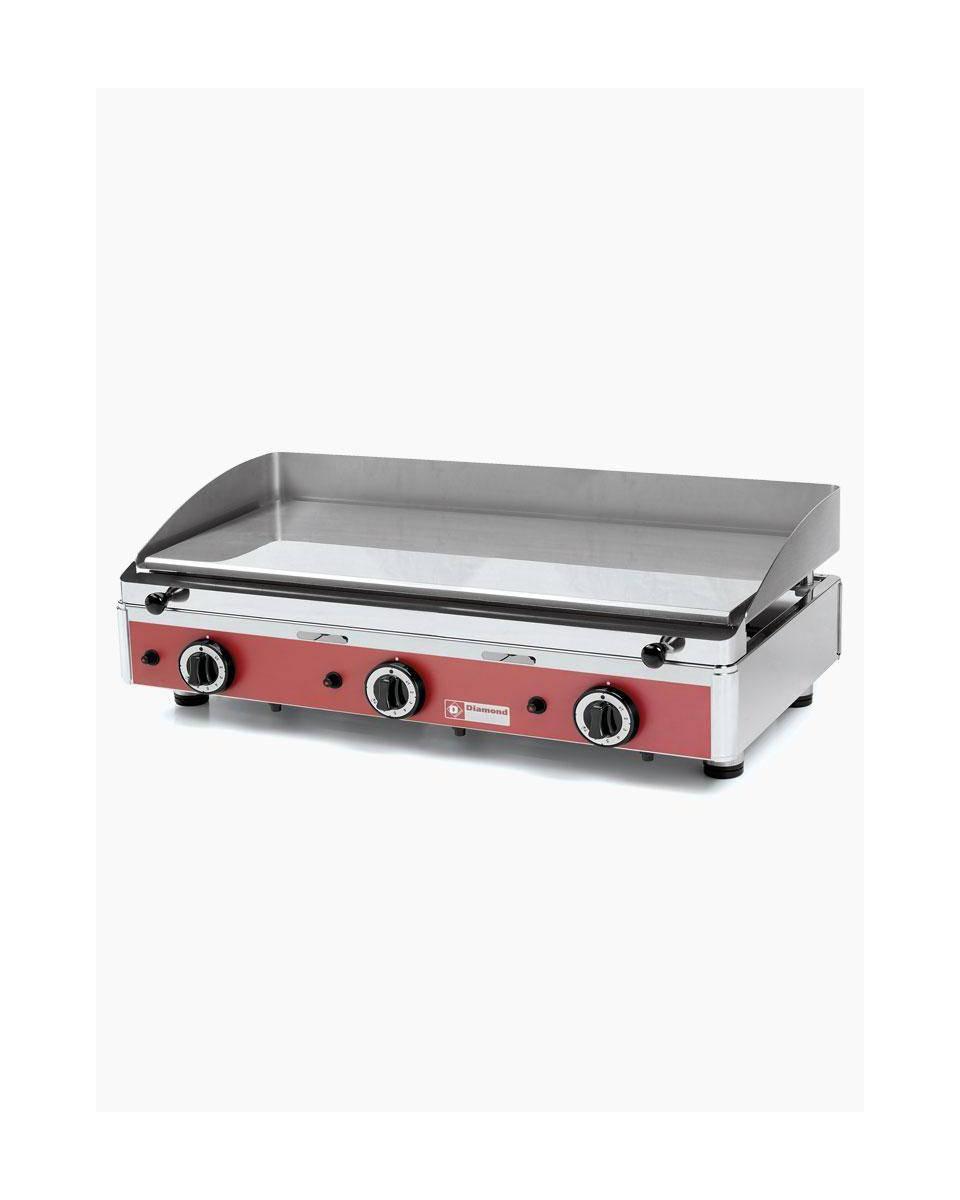 Gas Grillplatte Stahl Tischmodell - Propan - 3 Brenner - Glatte Platte - PLANCHA / 3-N - Diamond