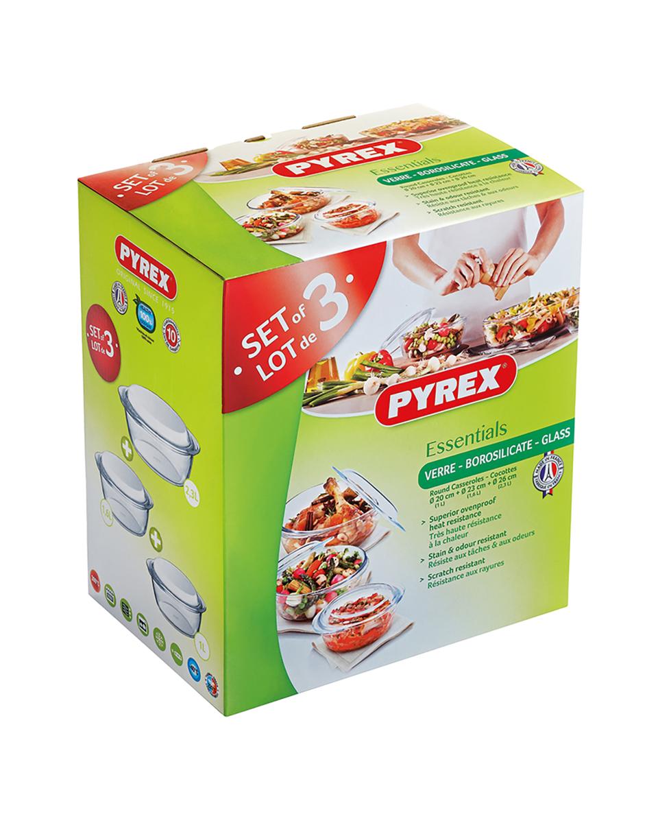 Ofengeschirr-Set - 1 / 1,5 / 2,5 Liter - Pyrex - Essentials - 527769