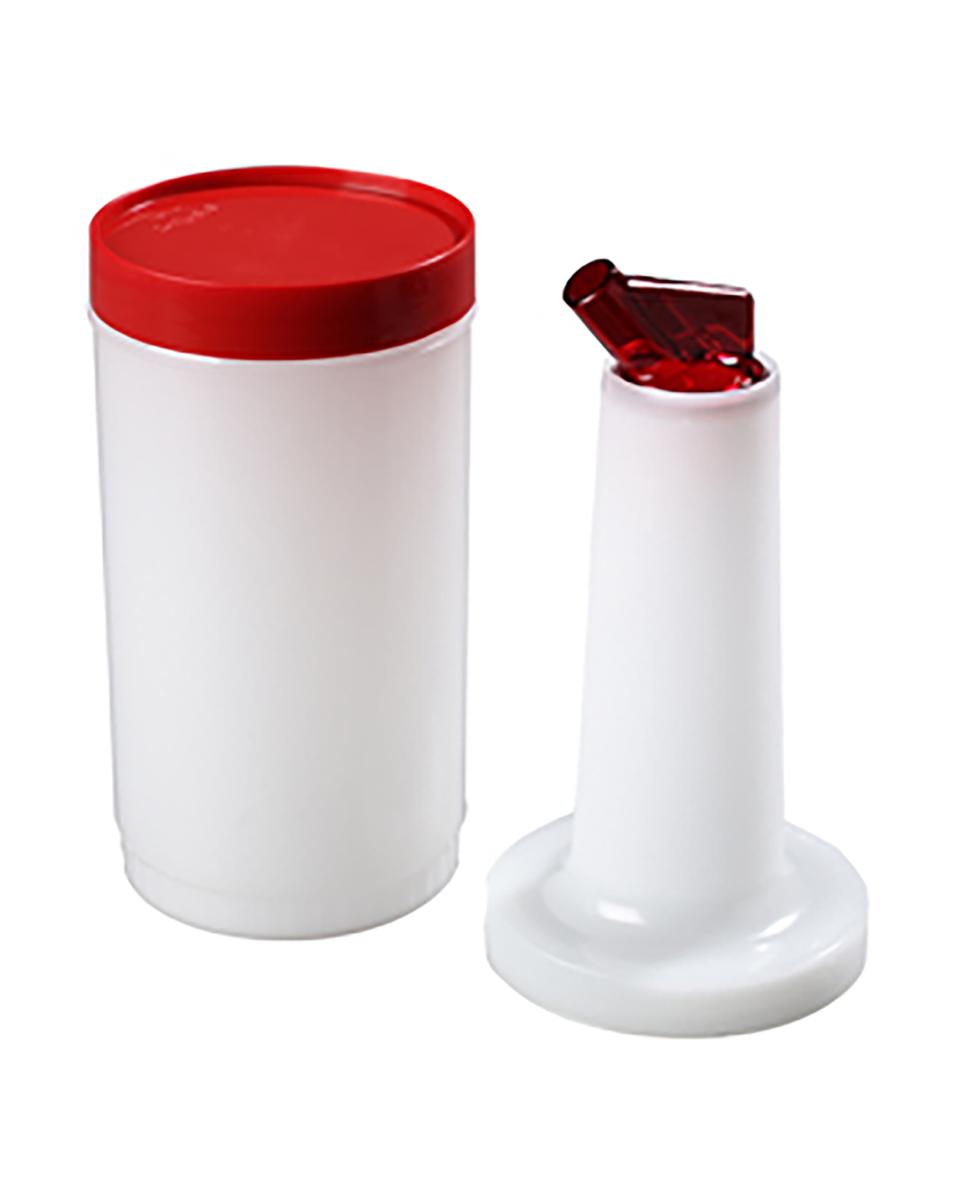 Flasche mit Ausguss - 1 Liter - 12 Stück - Weiß / Rot - Carlisle - Store&amp;Pour - 517988