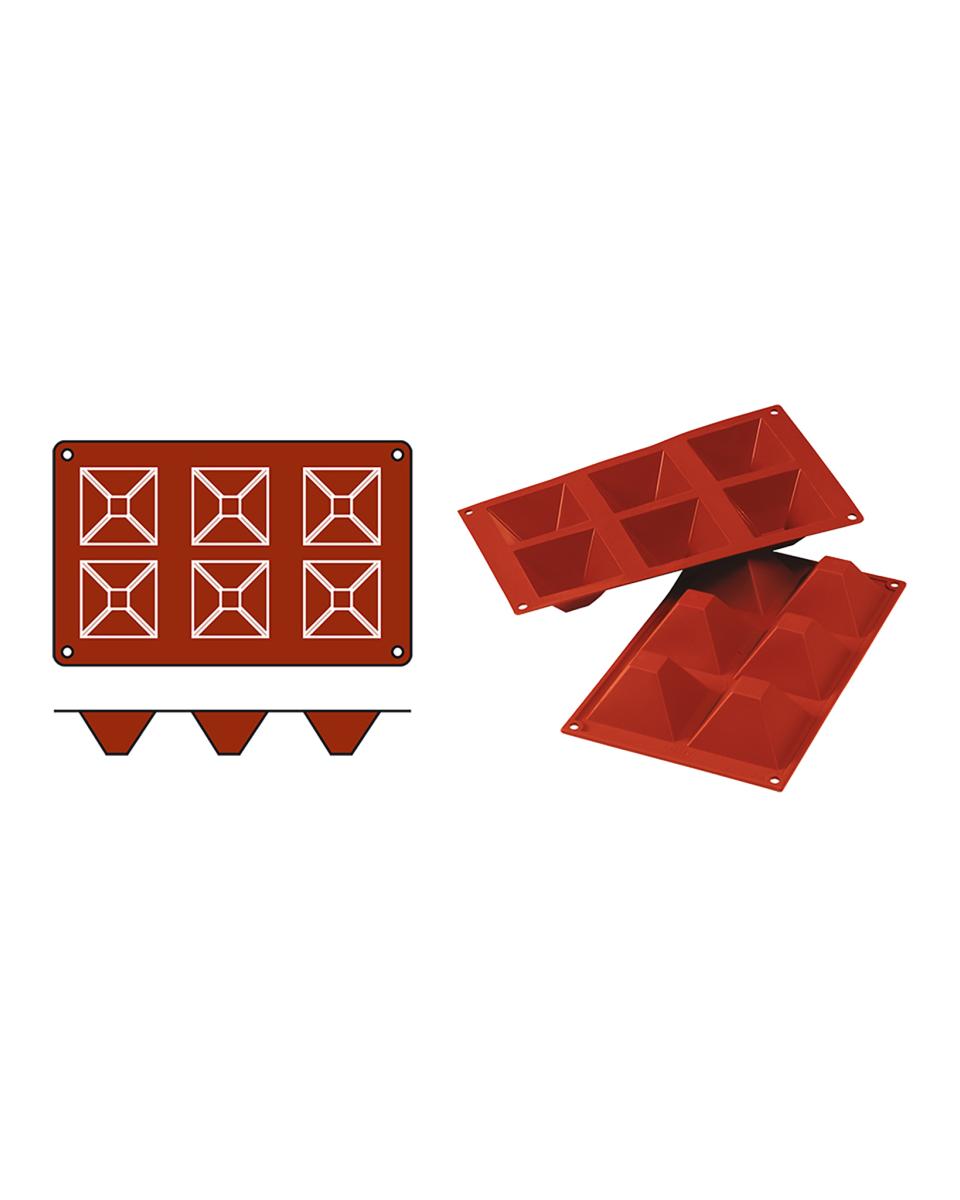 Backmatte Pyramide - 0,2 KG - Silikon - Rot - 0,09 Liter - -60°C / +230°C - Silikomart - 070062