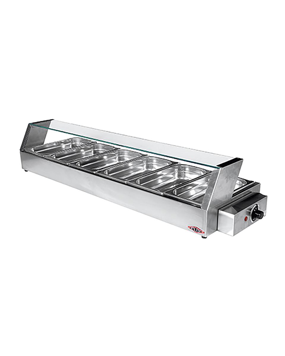 Beheizte Bain-Marie Vitrine - 6 x 1/3 GN - Stilfer - 527012