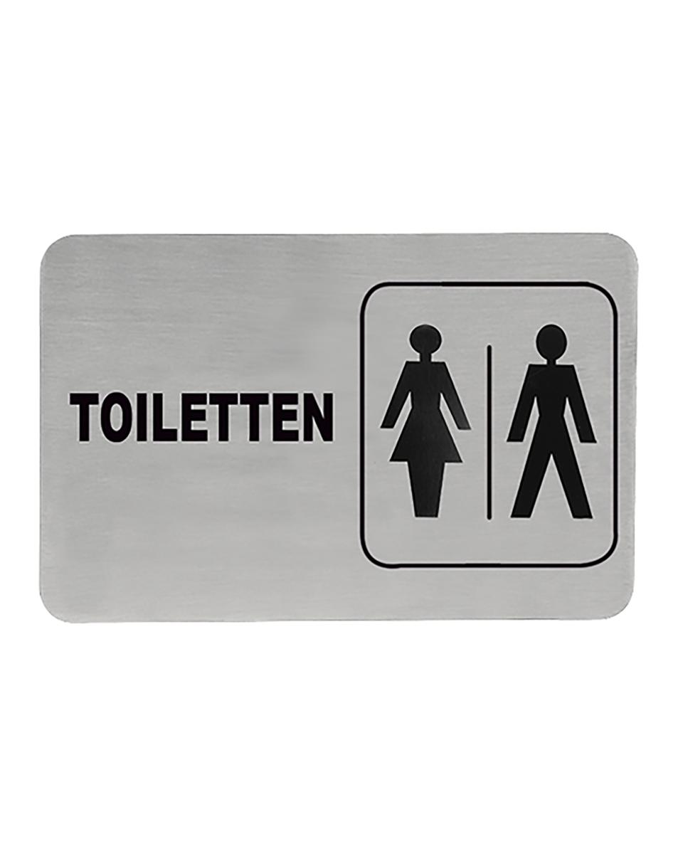 Schild - Toiletten für Männer und Frauen - 11 x 6 cm - Rechteckig - Edelstahl - 705202