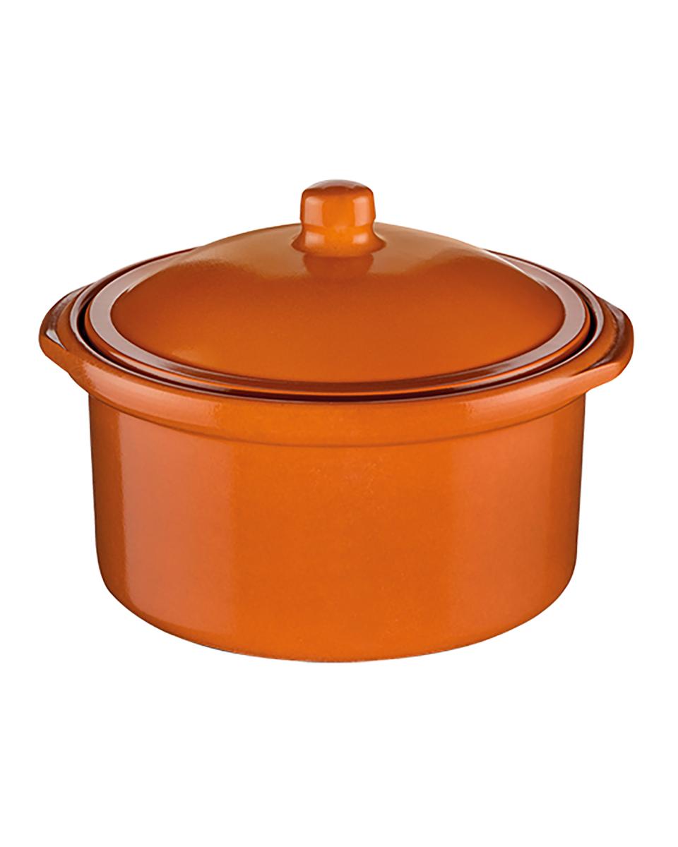 Cocotte - H 8,5 cm - 1 kg - Ø17 cm - Steingut - Terrakotta - 1,15 Liter - Regas - 540121