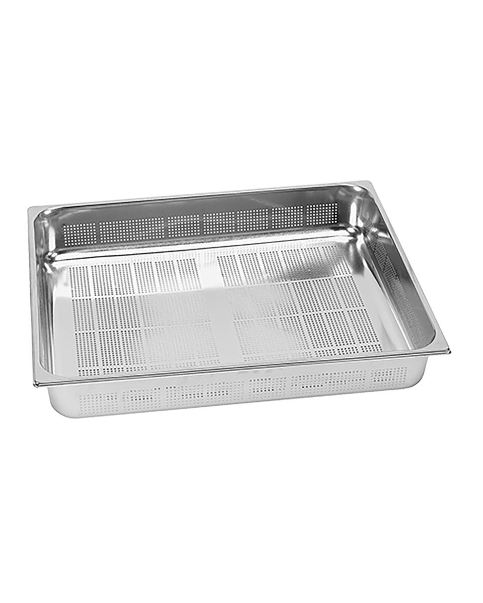 Perforierter Gastronorm-Behälter - Edelstahl - Stapelbar - GN 2/1 - H 4 x 65 x 53 cm - Caterchef - 953546