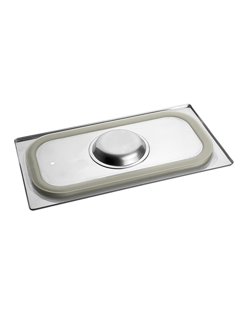 Deckel Gastronorm – 1/3 GN – 32,5 x 17,6 cm – Edelstahl – mit Silikon-Dichtungsrand – Caterchef – 953555