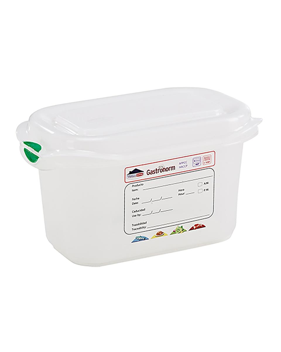 Lebensmittelbox - 1/9 GN - 1 Liter - H 10 x 17,6 x 10,8 CM - Polypropylen - Transparent - -40°C / +100°C - Luftdicht verschließbar - Denox - 600340