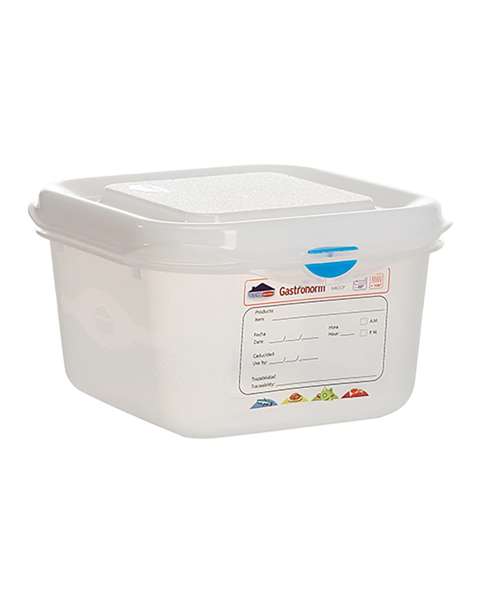 Lebensmittelbox - 1/6 GN - 1,7 Liter - H 10 x 17,6 x 16,2 CM - Polypropylen - Transparent - -40°C / +100°C - Luftdicht verschließbar - Denox - 600380