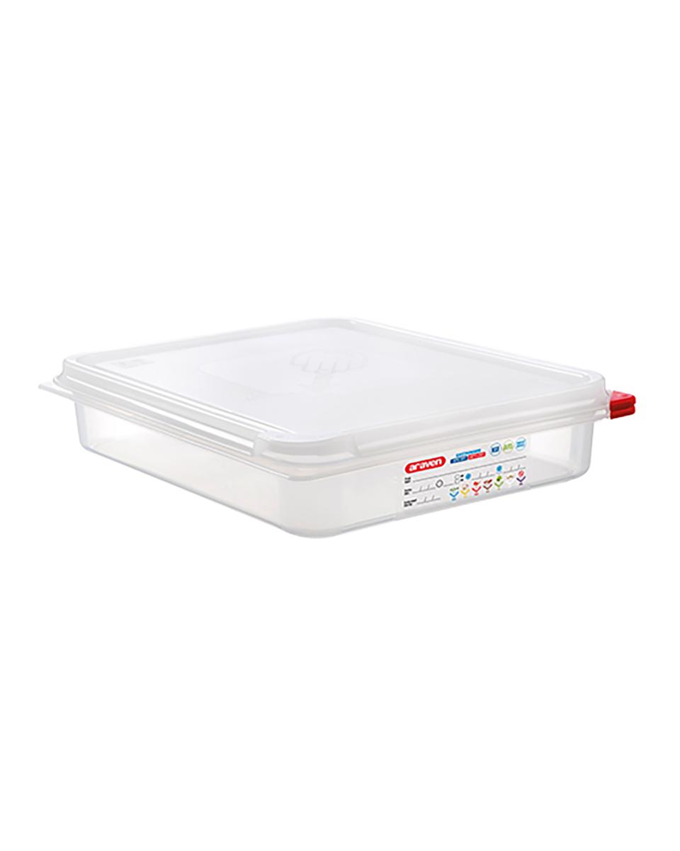 Lebensmittelbox - 1/2 GN - 4 Liter - H 6,5 x 32,5 x 26,5 CM - Polypropylen - Transparent - -40°C / +95°C - Luftdicht verschließbar - Araven - 962324