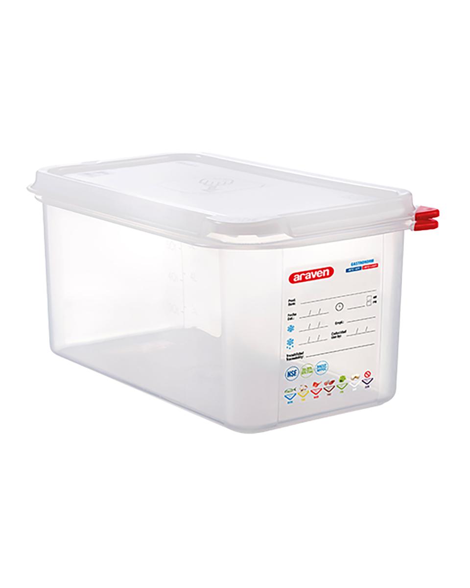 Lebensmittelbox - 1/3 GN - 6 Liter - H 15 x 32,5 x 17,6 CM - Polypropylen - Transparent - -40°C / +95°C - Luftdicht verschließbar - Araven - 962332