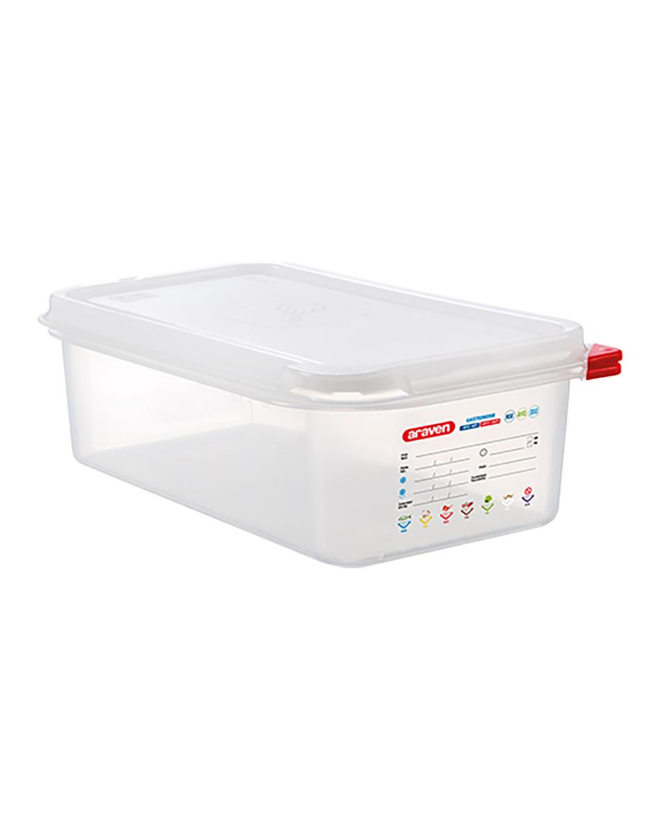 Lebensmittelbox - 1/3 GN - 4 Liter - H 10 x 32,5 x 17,6 CM - Polypropylen - Transparent - -40°C / +95°C - Luftdicht verschließbar - Araven - 962333