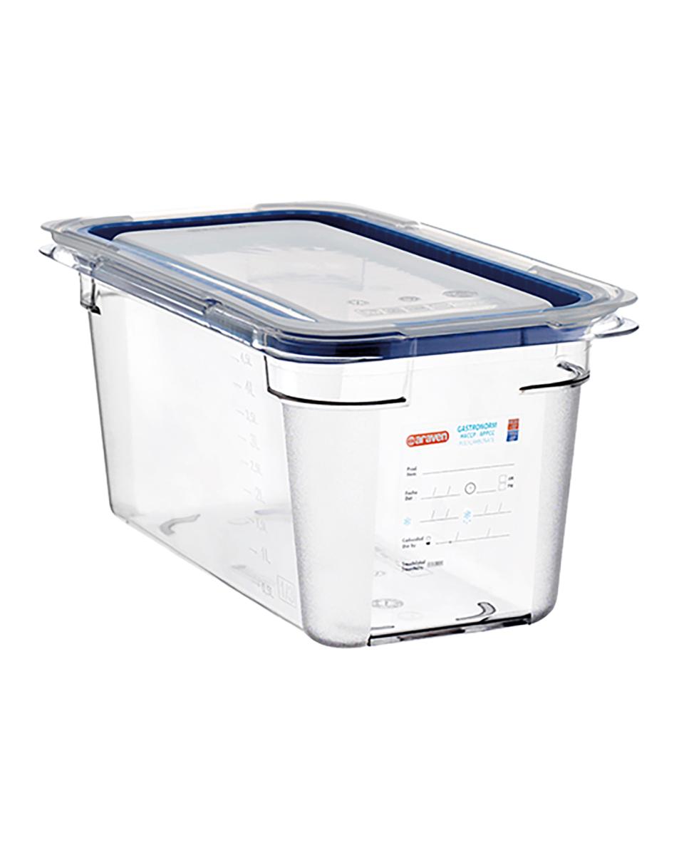 Lebensmittelbox - 1/3 GN - 4,7 Liter - H 15 x 32,5 x 17,6 CM - Polycarbonat - Transparent - -40°C / +99°C - Mit Silikondichtkante - Araven - 962432