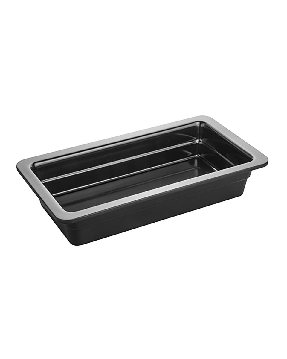 Gastronormbehälter – 1/3 GN – H 6,5 x 32,5 x 17,6 CM – Melamin – Schwarz – -20 °C / +120 °C – 060433