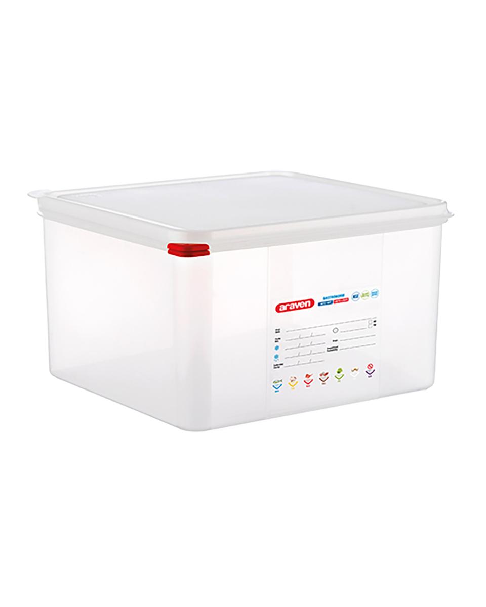 Lebensmittelbox - 2/3 GN - 19 Liter - H 20 x 35,4 x 32,5 CM - Polypropylen - Transparent - -40°C / +95°C - Luftdicht verschließbar - Araven - 962231