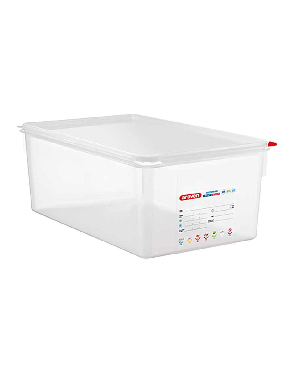 Lebensmittelbox - 1/1 GN - 27,5 Liter - H 20 x 53 x 32,5 CM - Polypropylen - Transparent - -40°C / +95°C - Luftdicht verschließbar - Araven - 962311