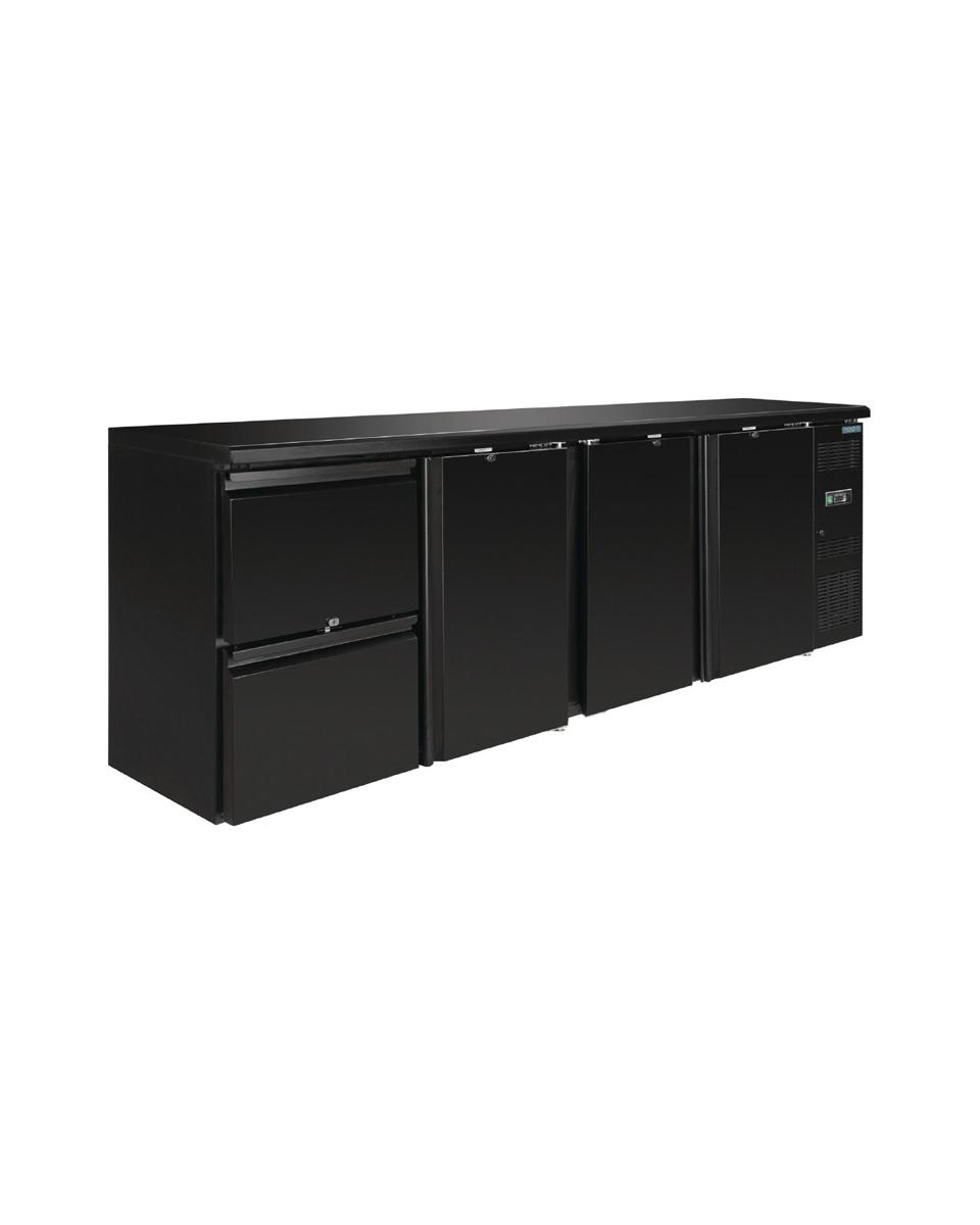 Barkühlschrank Kühltisch - 698 Liter - 3 Türen - 2 Schubladen - H 86 x 254,2 x 51,3 CM - 230 V - Stahl - Polar - GL188