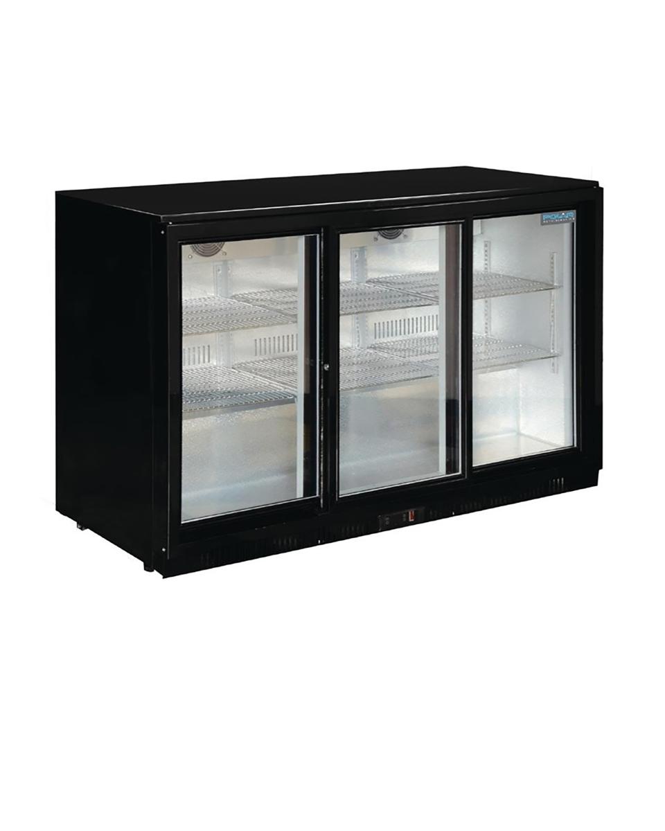 Kühlschrank Glastür – 330 Liter – Schwarz – 3 Türen – H 90 x 135 x 52 cm – 350 W – 230 V – Polar – GL006
