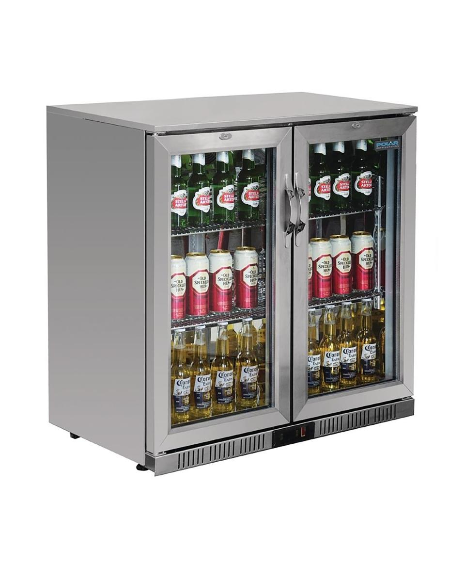 Kühlschrank Glastür - 208 Liter - 2 Türen - H 90 x 90 x 52 cm - 230 V - Polar - GL008