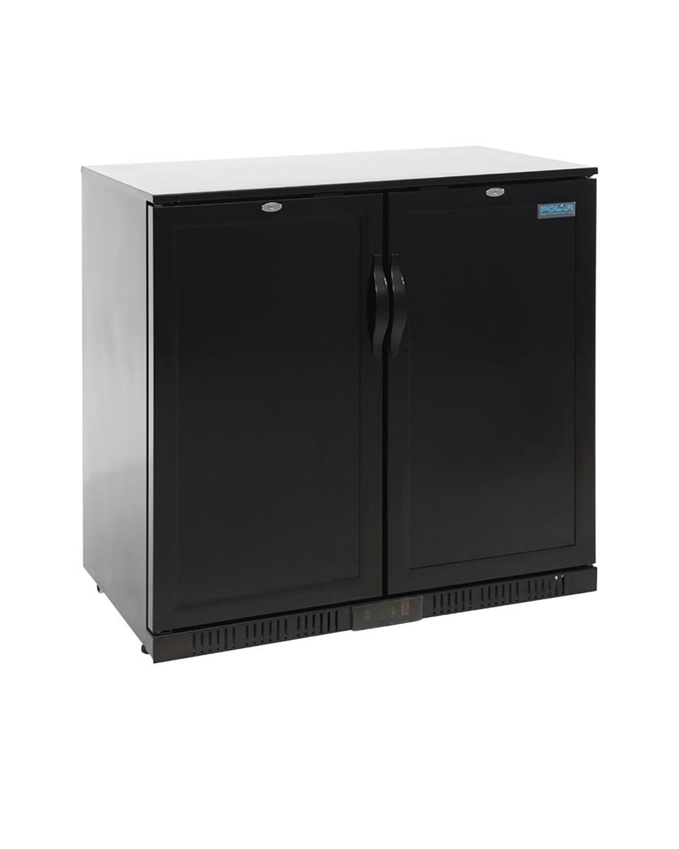Kühlschrank Glastür - 208 Liter - Schwarz - 2 Türen - H 90 x 90 x 52 cm - 230 V - Polar - GL016