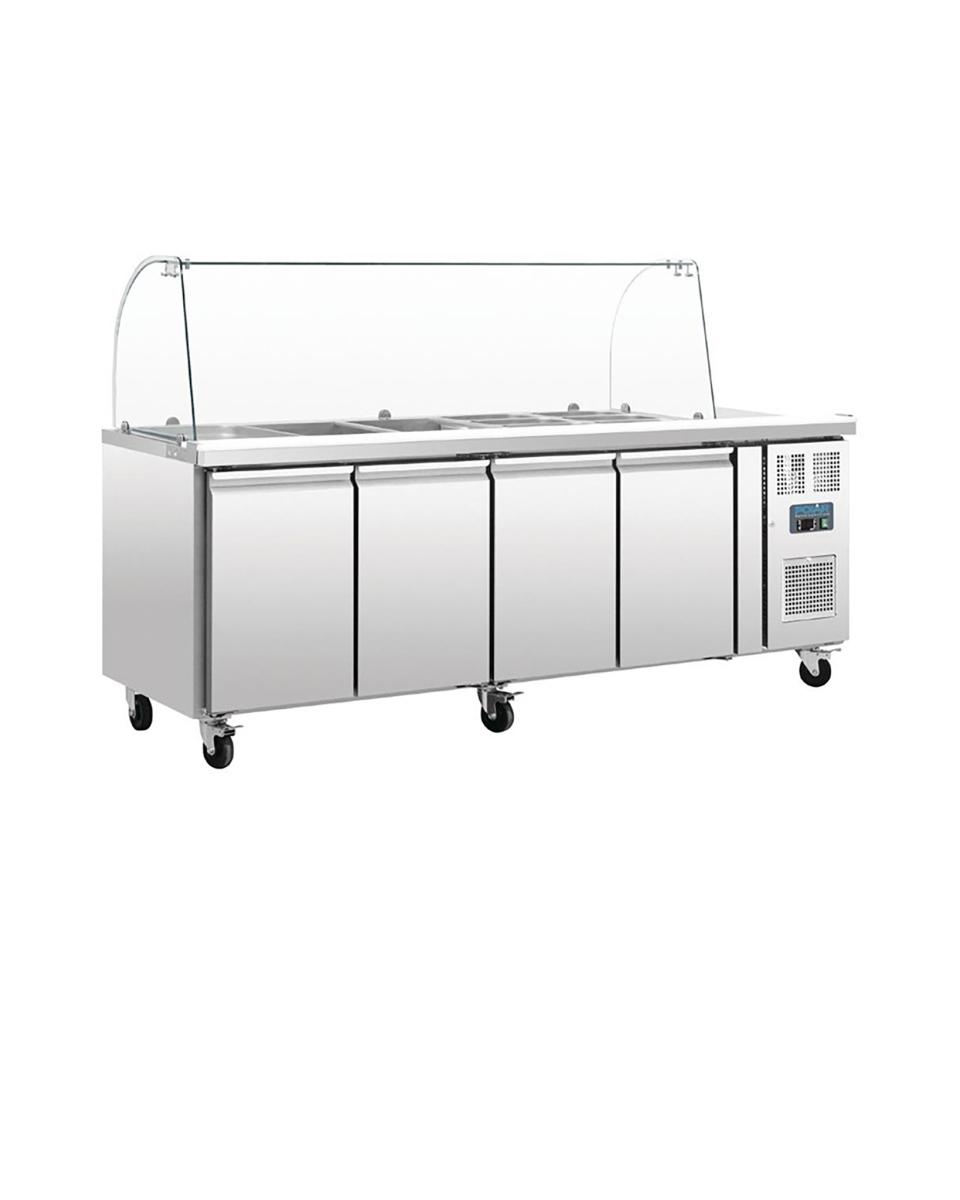 Saladette - 4 x 1/1 GN - 4 Türen - H 136 x 223 x 70 cm - 230 V - Edelstahl - Polar - CT395