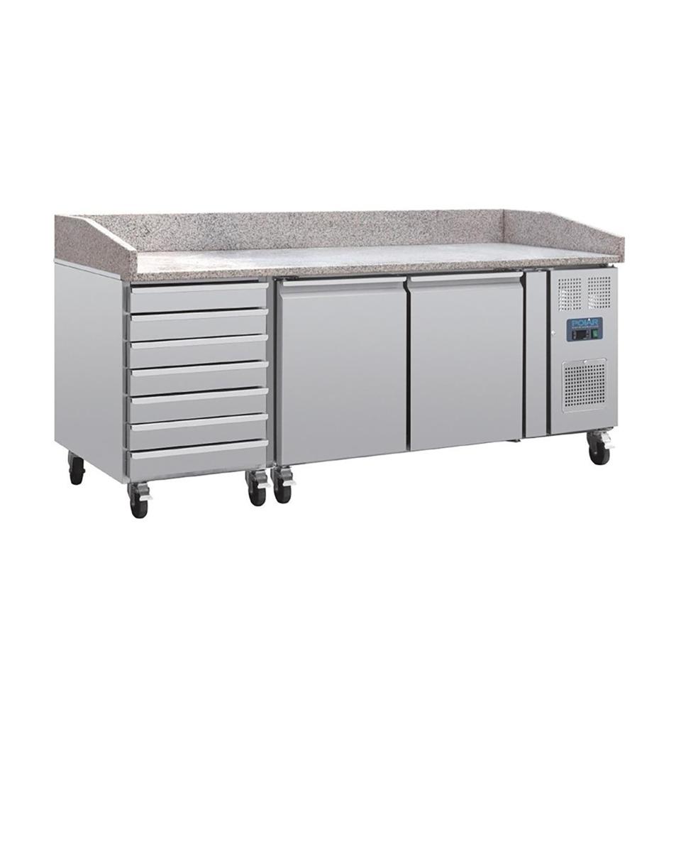 Polar Pizza Kühltisch mit Marmorplatte und Teigschubladen - 428ltr - CT423