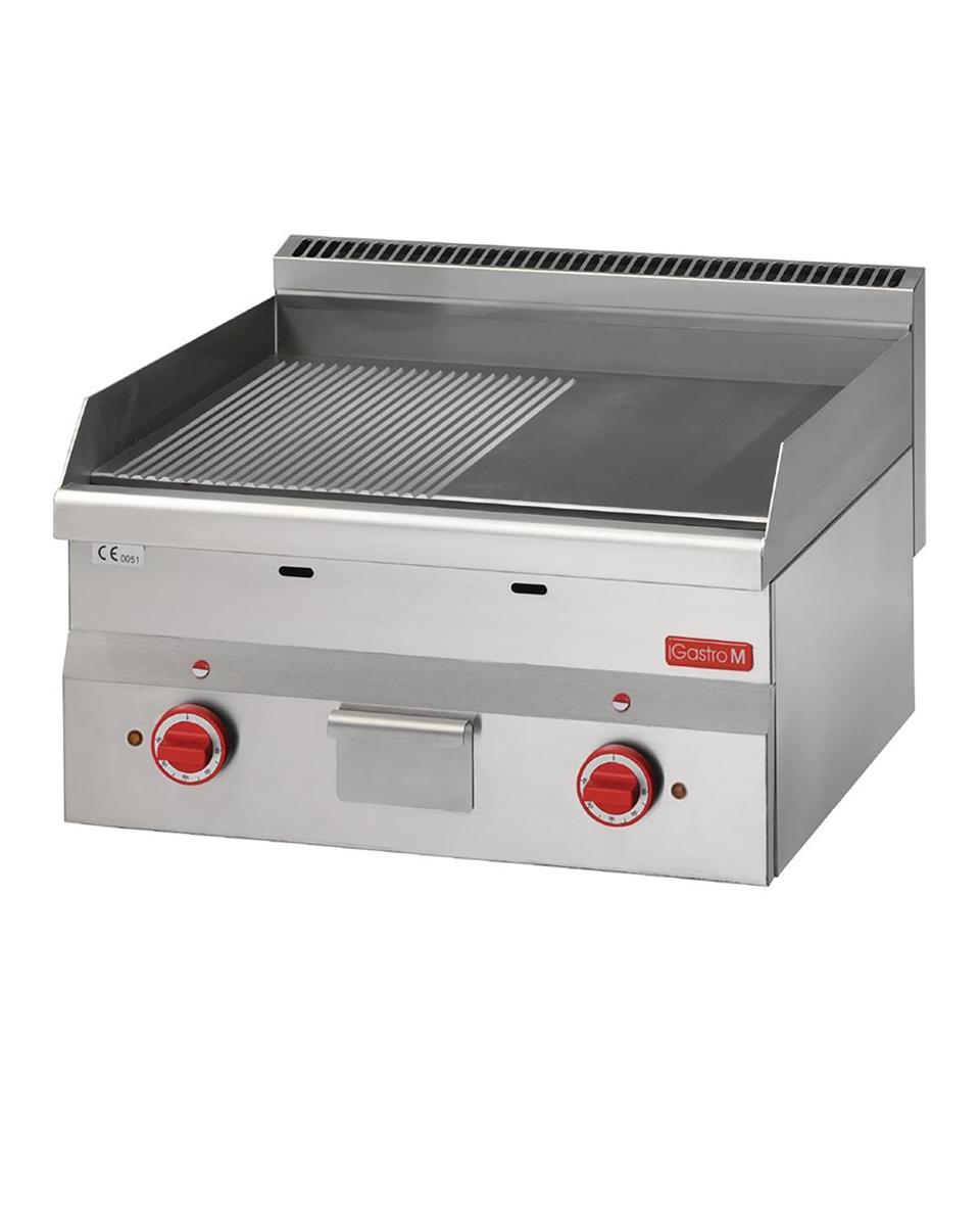 600 Elektrische Grillplatte 1/2 glatt 1/2 gerippt 60/60 FTRE - GN027 - Gastro M.