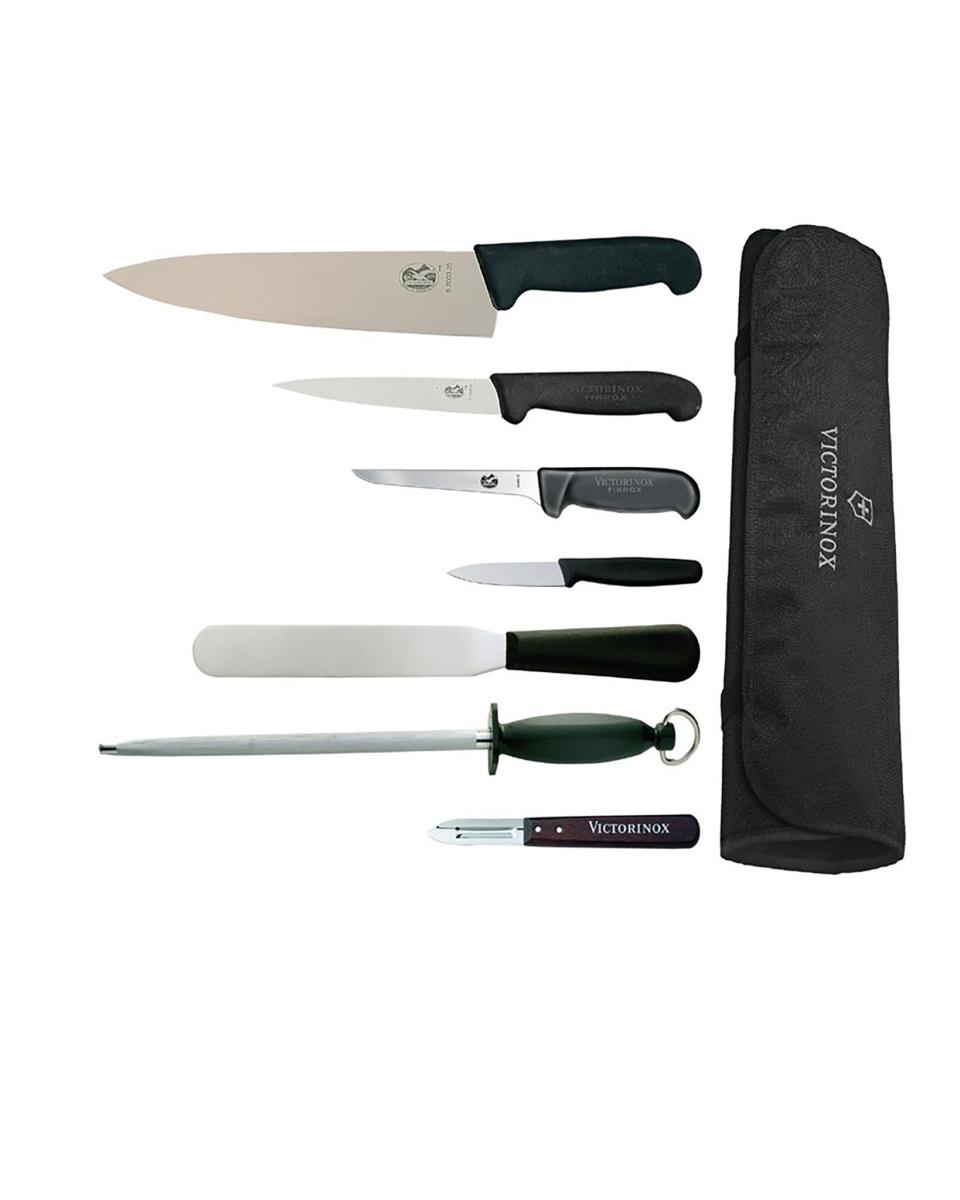 7-teiliges Messerset - Kochmesser & Tasche 25,5 cm - Victorinox - F202 