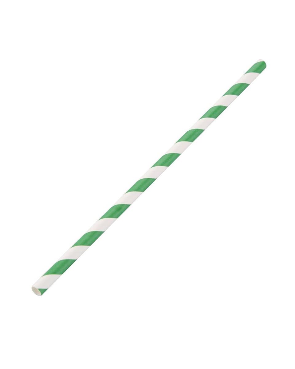 Fiesta Green biologisch abbaubare Papierstrohhalme grün-weiß gestreift - DE928