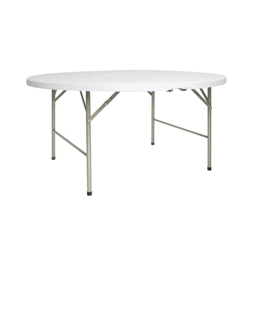Tisch - Zusammenklappbar - Weiß - Ø 153 x H 74 x 153 x 4,5 cm - Polyethylen/Stahl - Bolero - CC506