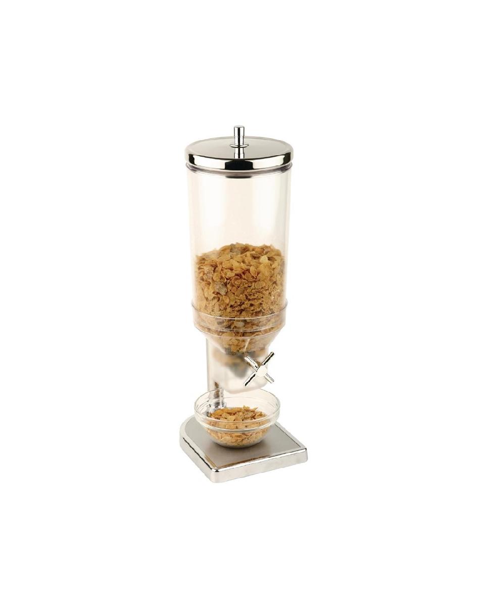 Spender für Frühstücksflocken – 4,5 Liter – Transparent – H 52 x 22 x 17,5 CM – Kunststoff/Edelstahl – APS – S504
