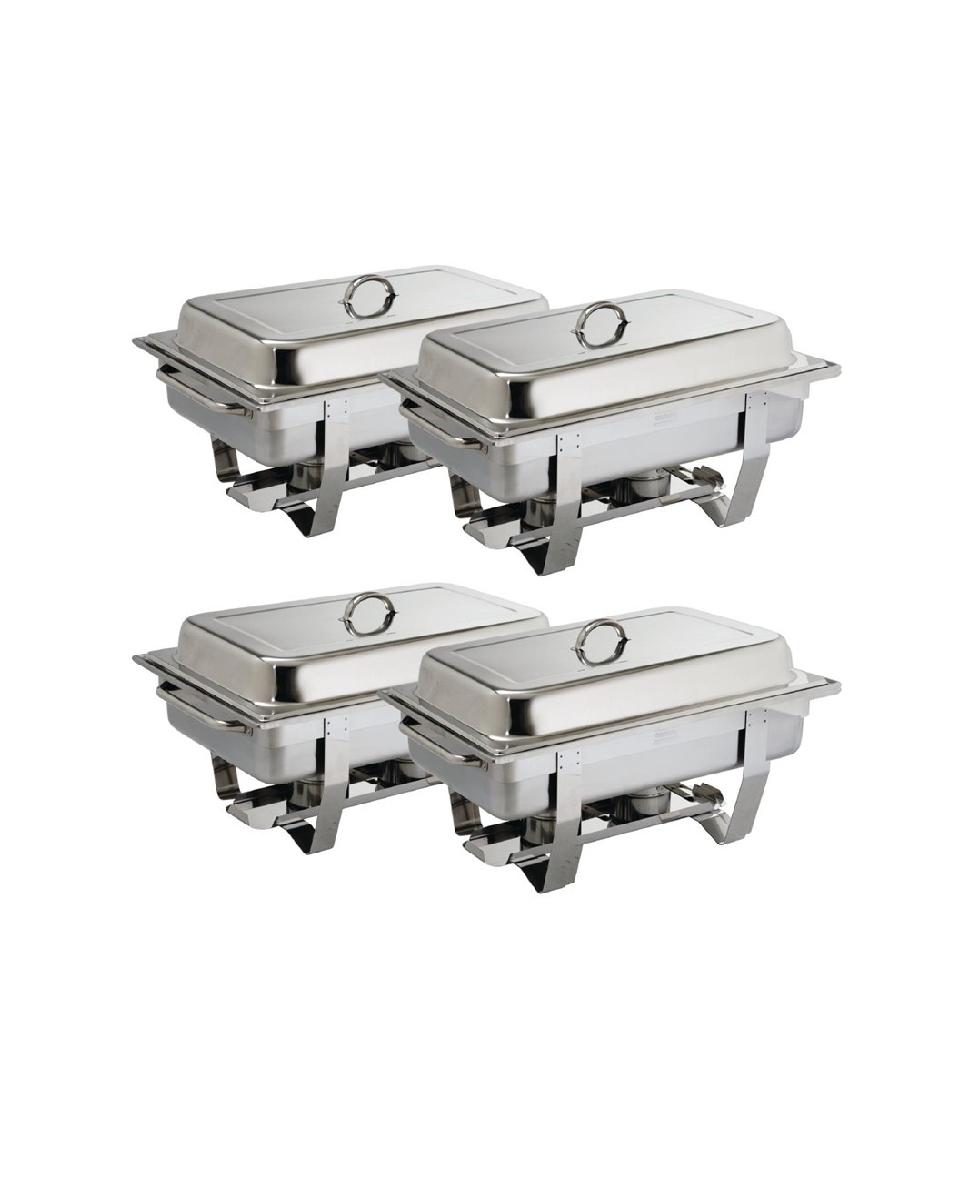 Chafing Dish Set - 1/1 GN - 9 Liter - 4 Stück - Silber - H 27 x 33,2 x 59 cm - Edelstahl - Olympia - S299