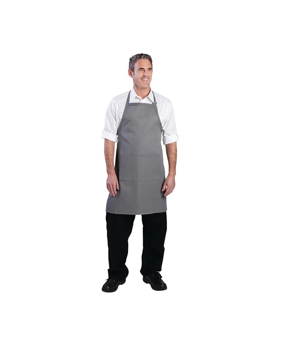 Chef Works verstellbare Latzschürze mit Taschen Grau