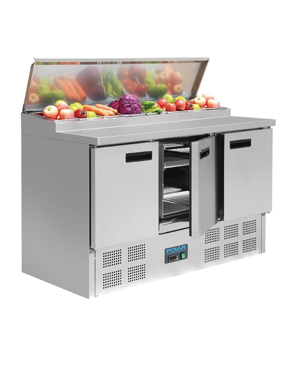 Saladette - 8 x 1/4 GN - 3 Türen - H 101 x 137 x 70 cm - 230 V - Polar - G605