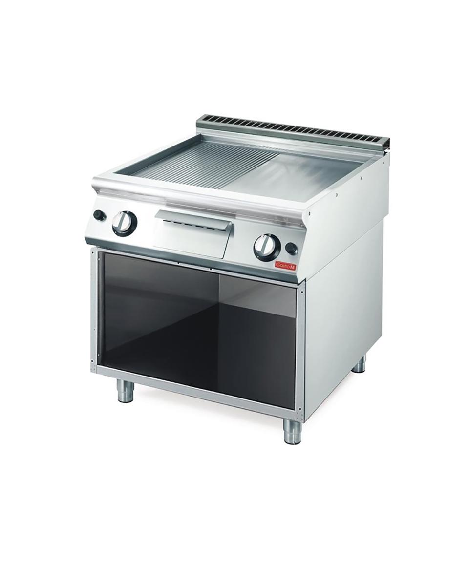 Grillplatte - Line 700 - Gas - Glatt/Gerippt - H 85 x 80 x 70 cm - 11,4 kW - 400 V - Edelstahl - Gastro M - GN098