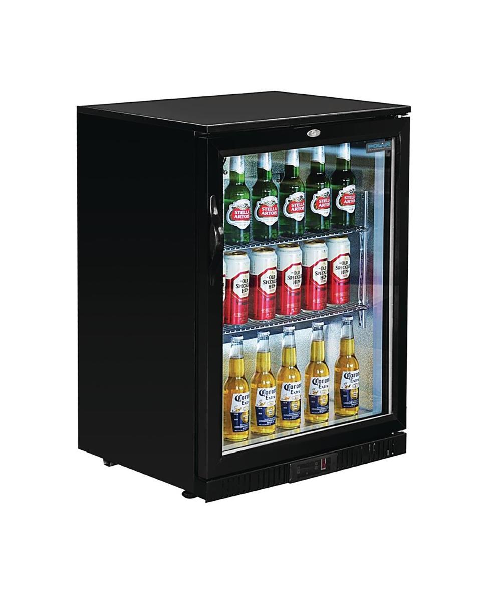 Kühlschrank Glastür - 128 Liter - Schwarz - H 85 x 60 x 52 cm - 180 W - 230 V - Polar - GL011