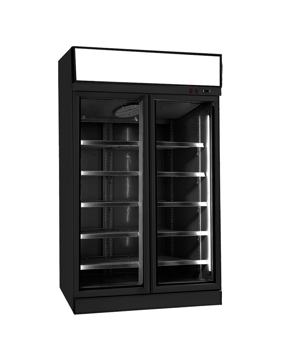 Gastro Gefrierschränke – H 209.2 x 125.3 x 71 CM - 960 Liter –  2 Glastüren - 230 V – Schwarz – Combisteel – 7455.2425