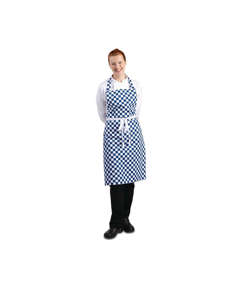 Latzschürze - Unisex - Blau/Weiß - 71 x 78 cm - Polyester/Baumwolle -  Whites Chefs Clothing - A554