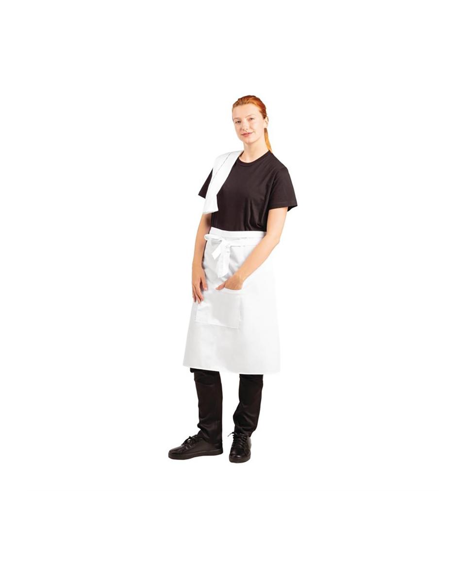 Bistroschürze - Unisex - Regular Fit - Weiß - 100 x 70 cm - Polyester/Baumwolle - Whites Chefs Clothing - B132