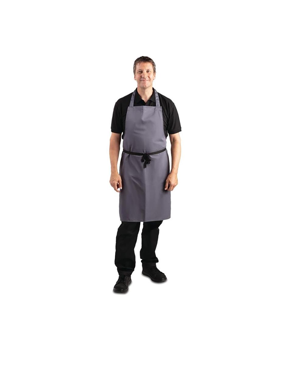 Latzschürze - Unisex - Grau - 96,5 x 71,1 cm - Polyester/Baumwolle - Whites Chefs Clothing - B426