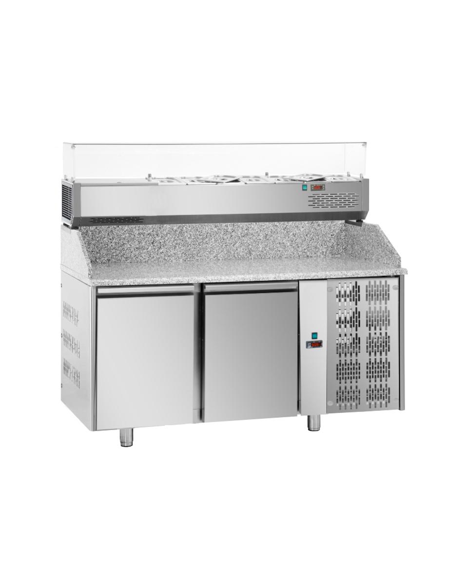 Pizza Kühltisch - 2 Türen - 6 x 1/3 GN - Tecnodom - PZ02MID80 + VR316