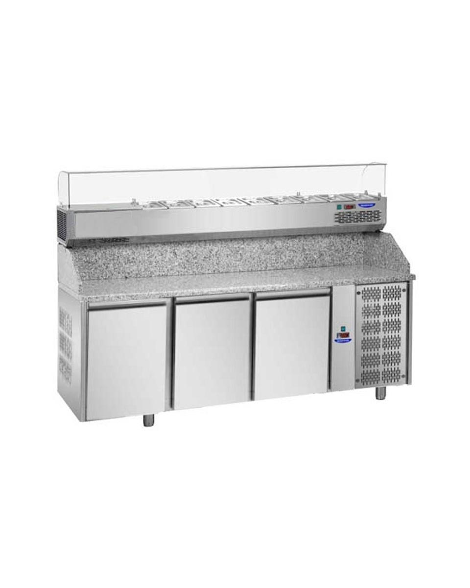 Pizza Kühltisch - 3 Türen - 9 x 1/3 GN - Tecnodom - PZ03MID80 + VR321
