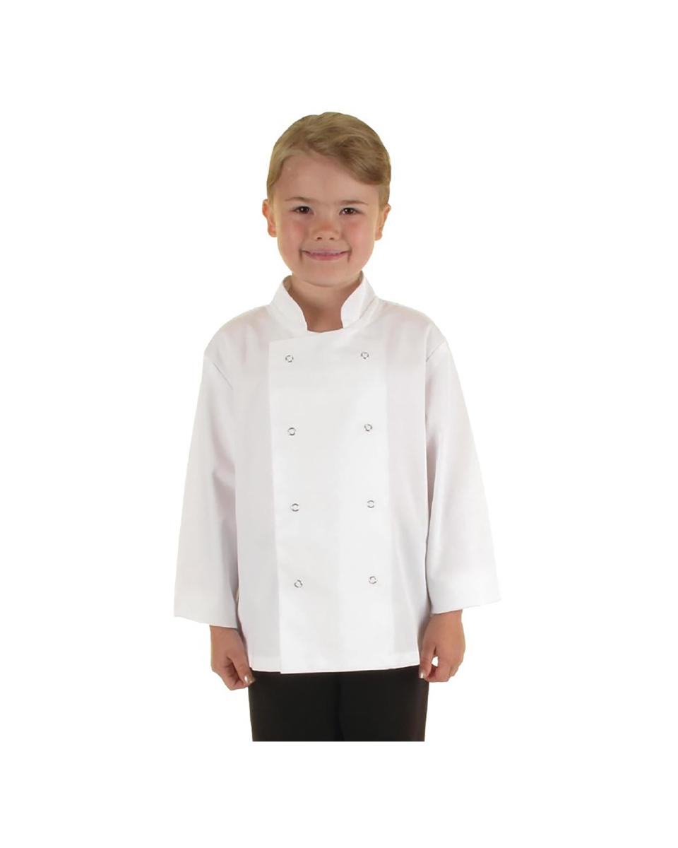 Kochjacke – Kindergröße – Weiß – Polyester/Baumwolle – Weiße Kochkleidung