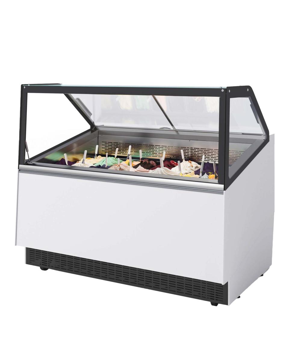 Eisvitrine mit Schaufeln – Delight – 16 Behälter – H132,4 x 151,9 x 105 cm – 282 Liter – Promoline