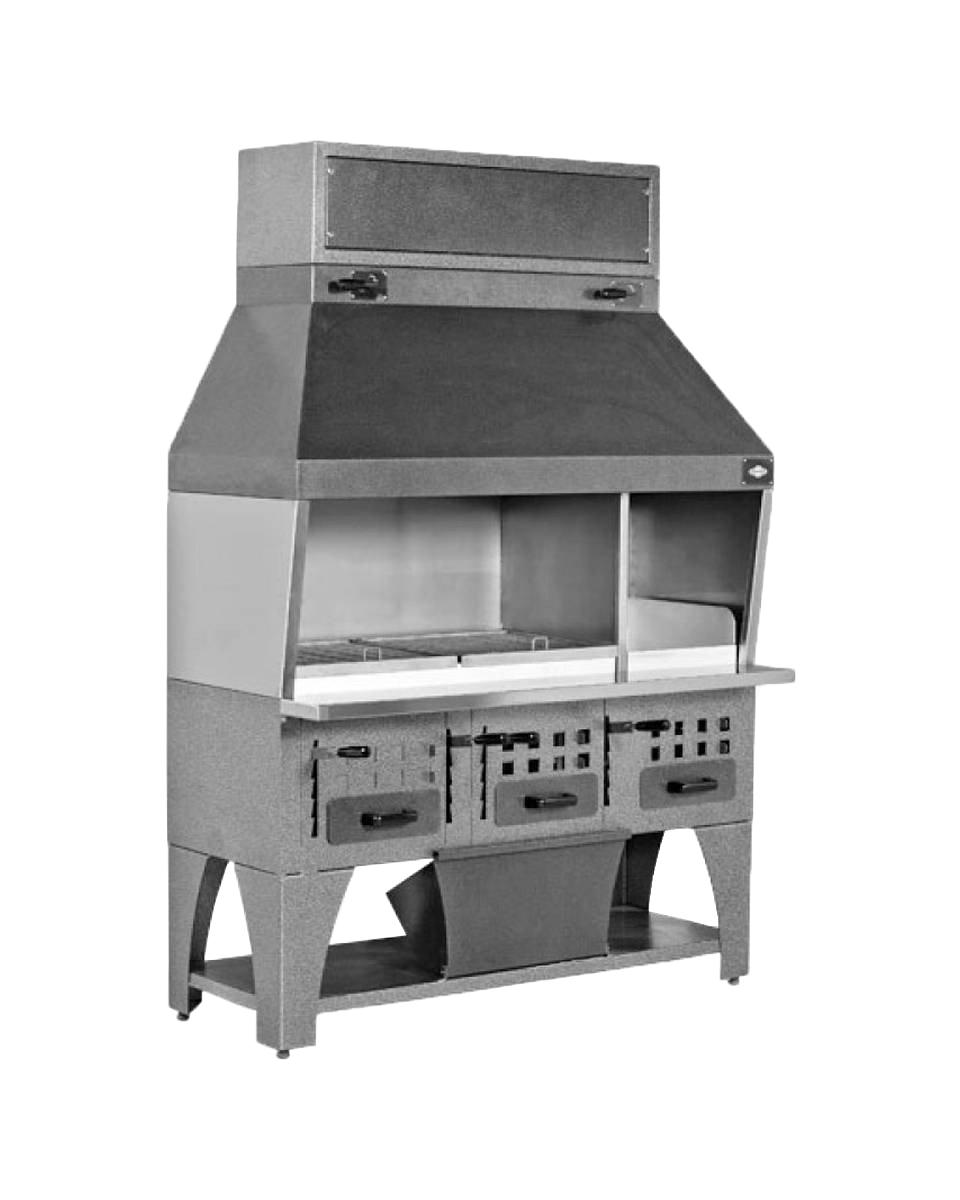 Holzkohlegrill - 160 - Einstellbar - H 235 x 160 x 75 cm - Promoline