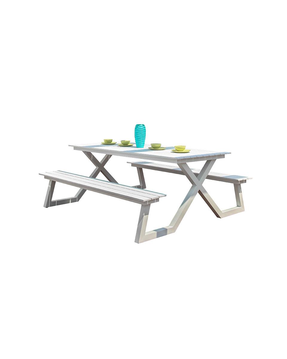 Picknicktisch - Weiß - Aluminium - 44384