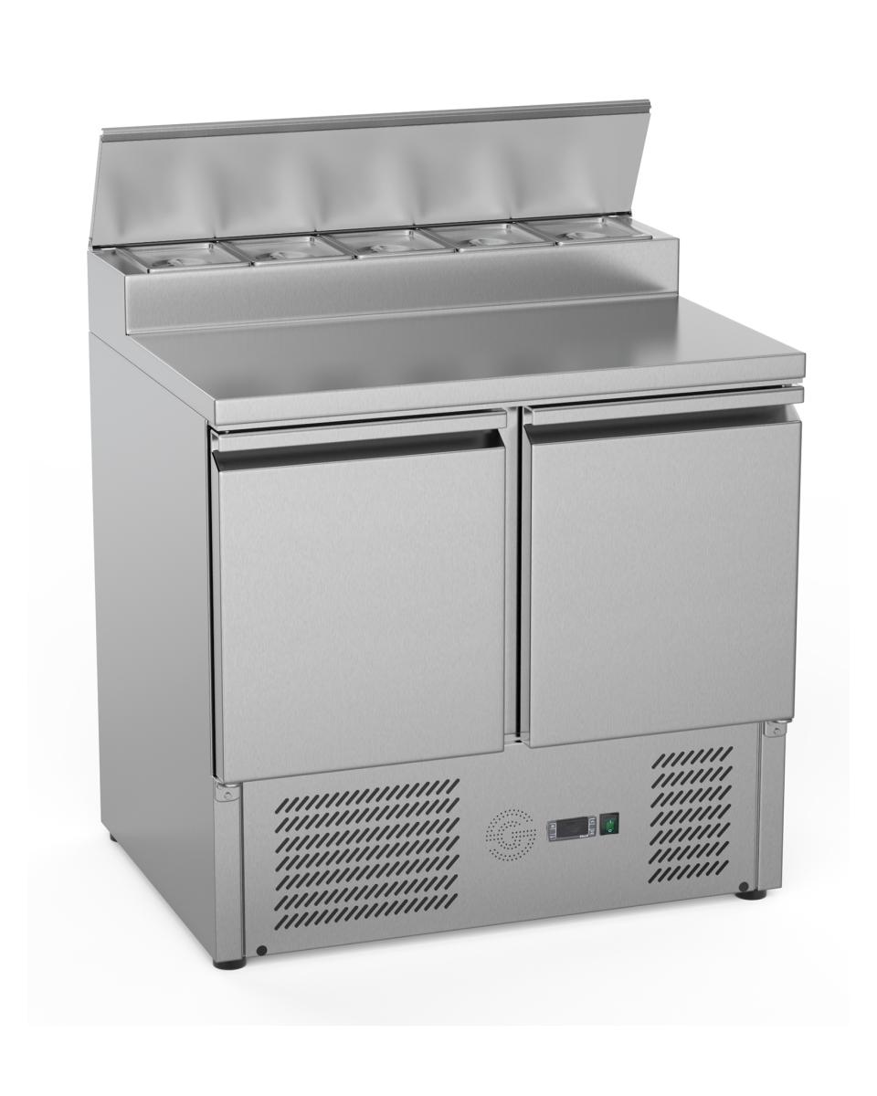 Saladette - 2 Türen - H 97 x B 90 cm - 240 Liter - Ohne 1/6 GN - Edelstahl - Promoline