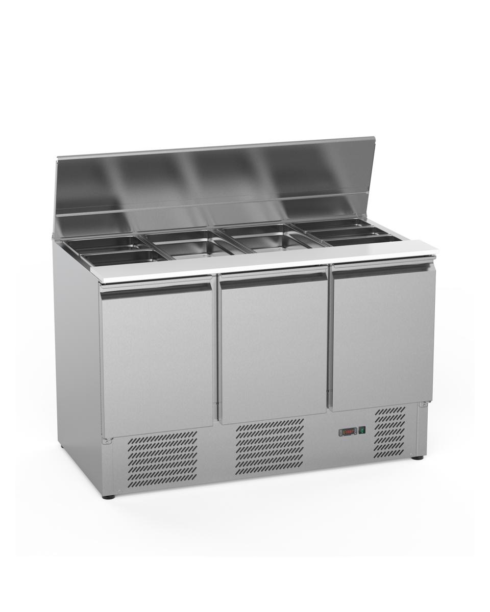 Saladette - 3 Türen - H 87,5 x B 136,5 cm - 368 Liter - Edelstahl - G-Line