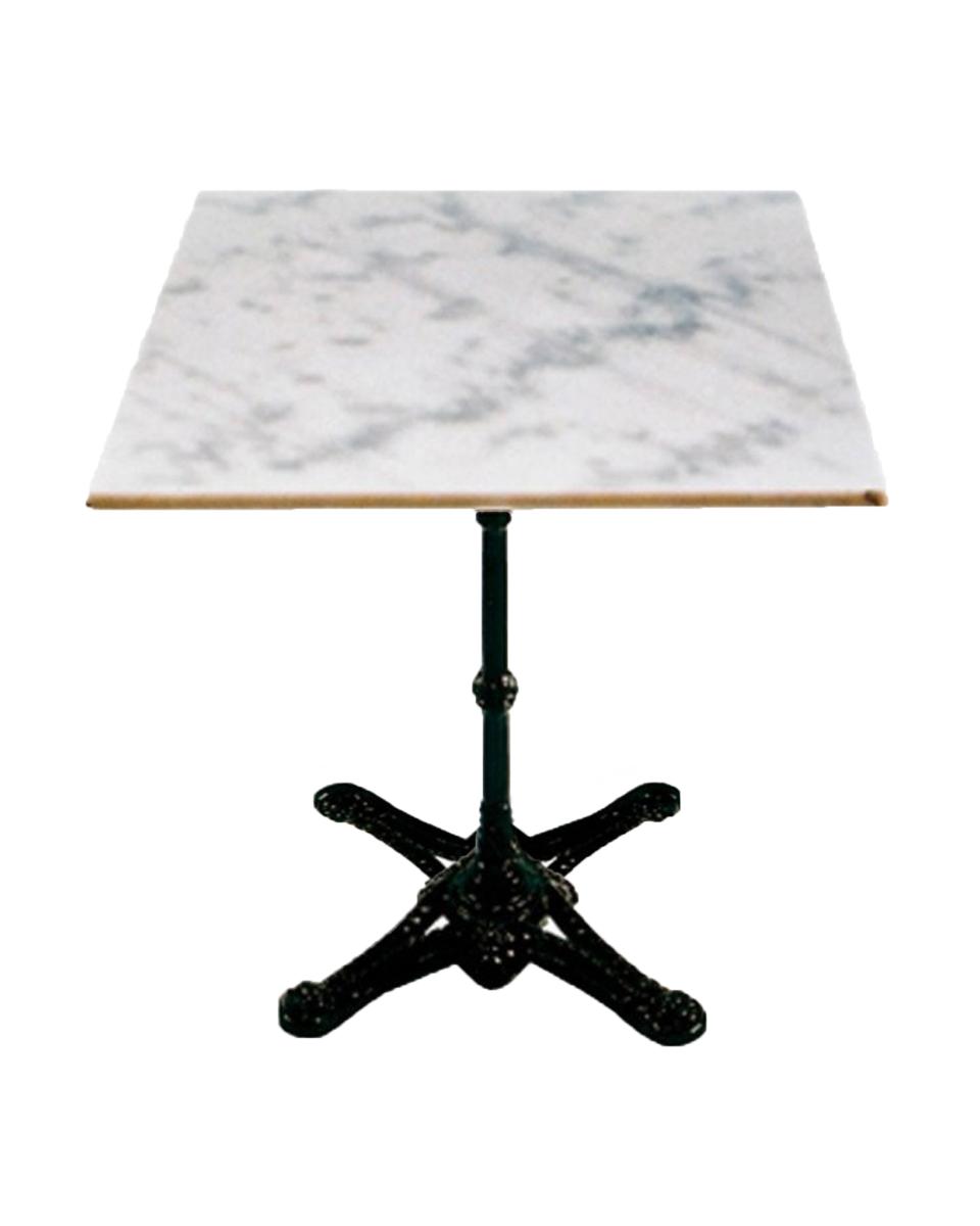 Terrassentisch - Marmor - 4 Standfüße - Quadratisch - H 72 x 70 x 70 cm - Schwarz / Weiß - G-Line