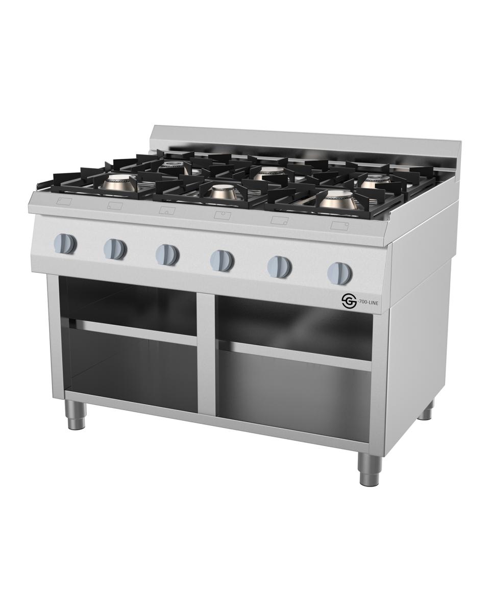 Gasherd - G700 Line - 6 Brenner - 120 cm - Offener Unterbau - G-Line