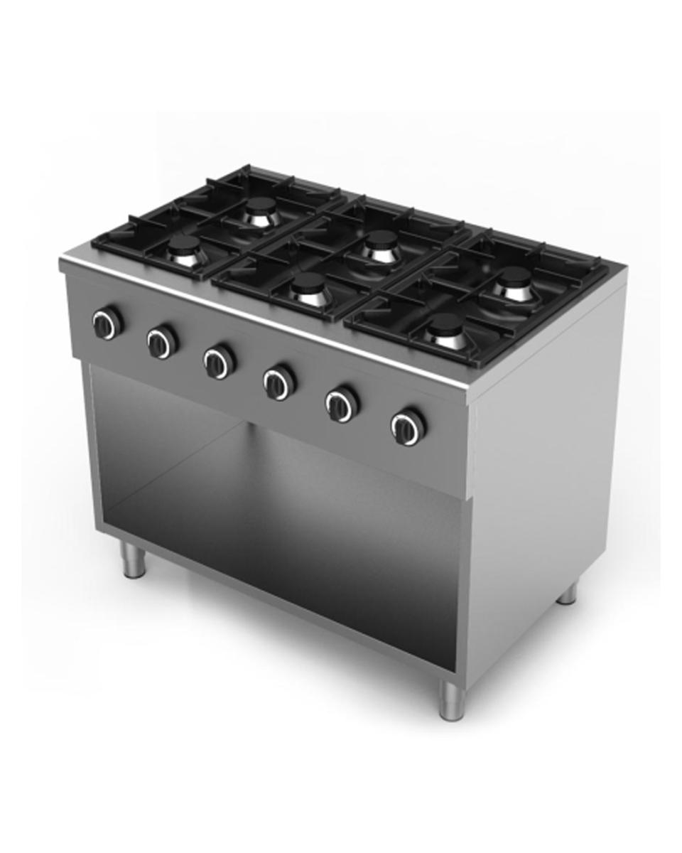 Kochherd - G-Line-Line - 6-flammig - H 85 x 110 x 70 cm - Offenes Untergestell - G-Line